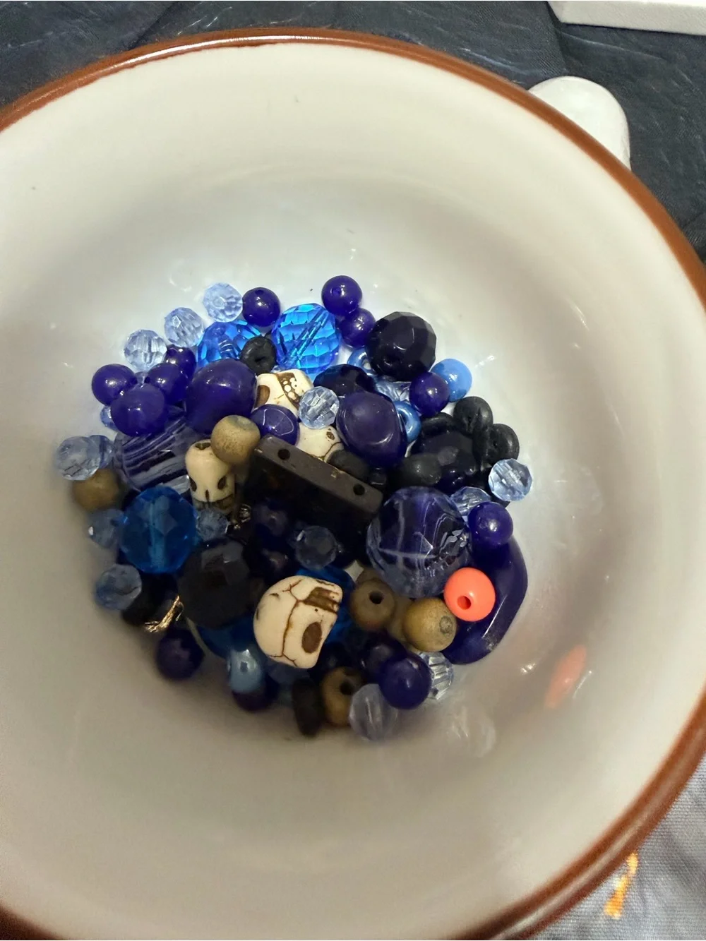 Crystal skull and beads lot Vintage